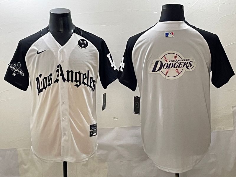 Men 2025 Los Angeles Dodgers Blank White black Five generations Joint Name Nike MLB Jersey style 52636->los angeles dodgers->MLB Jersey